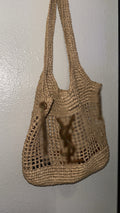Brown hand knitted bag
