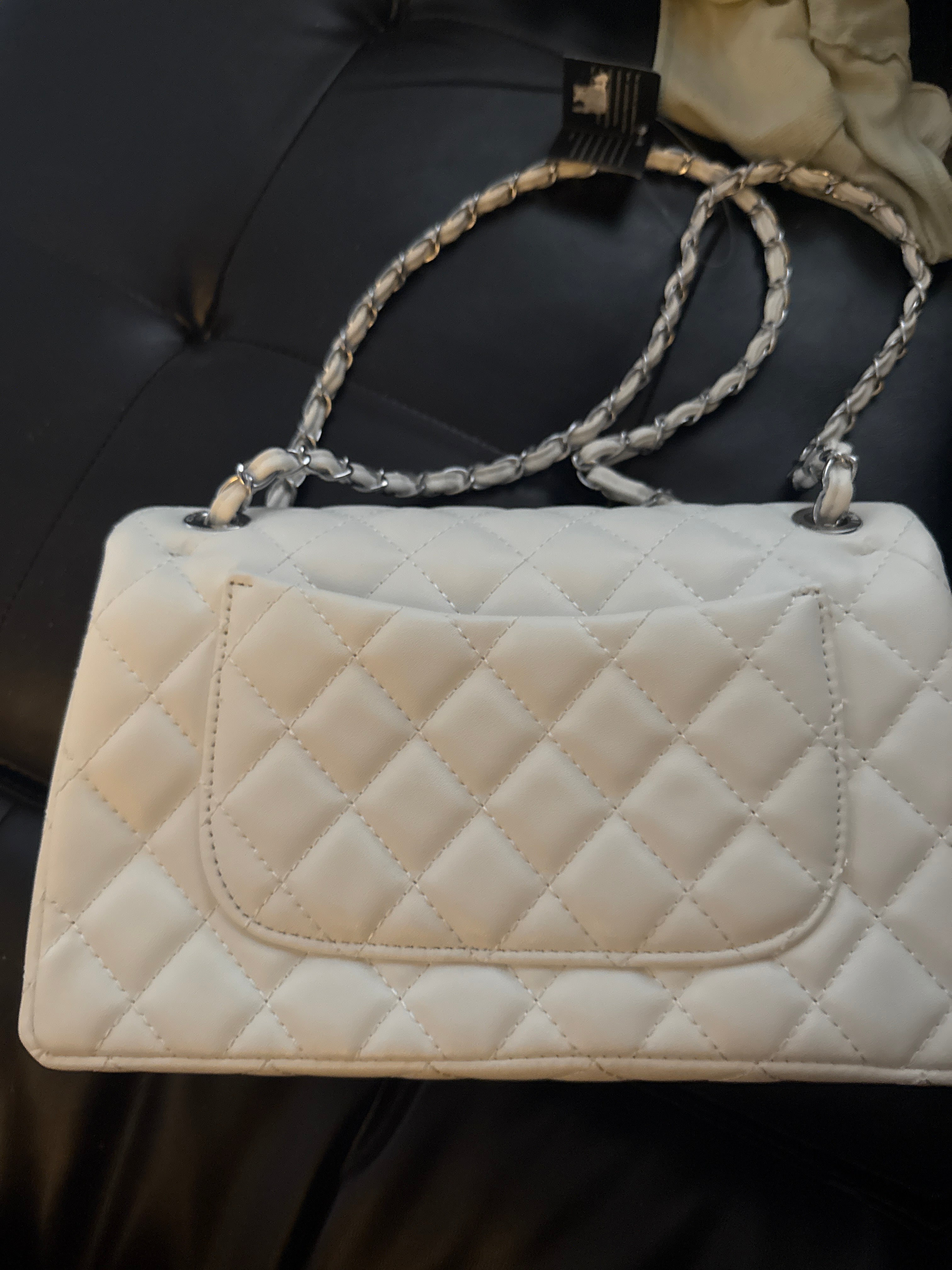 White leather bag